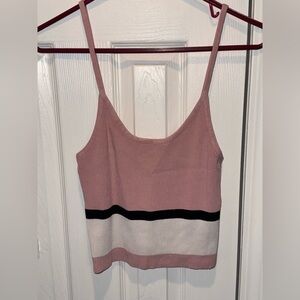 Love Tree Pink and Black Striped Camisole Crop Top